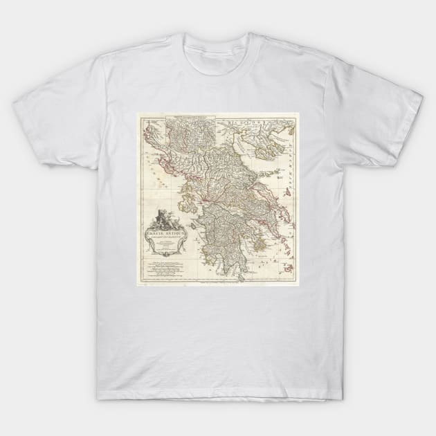 Vintage Map of Greece (1794) T-Shirt by Bravuramedia